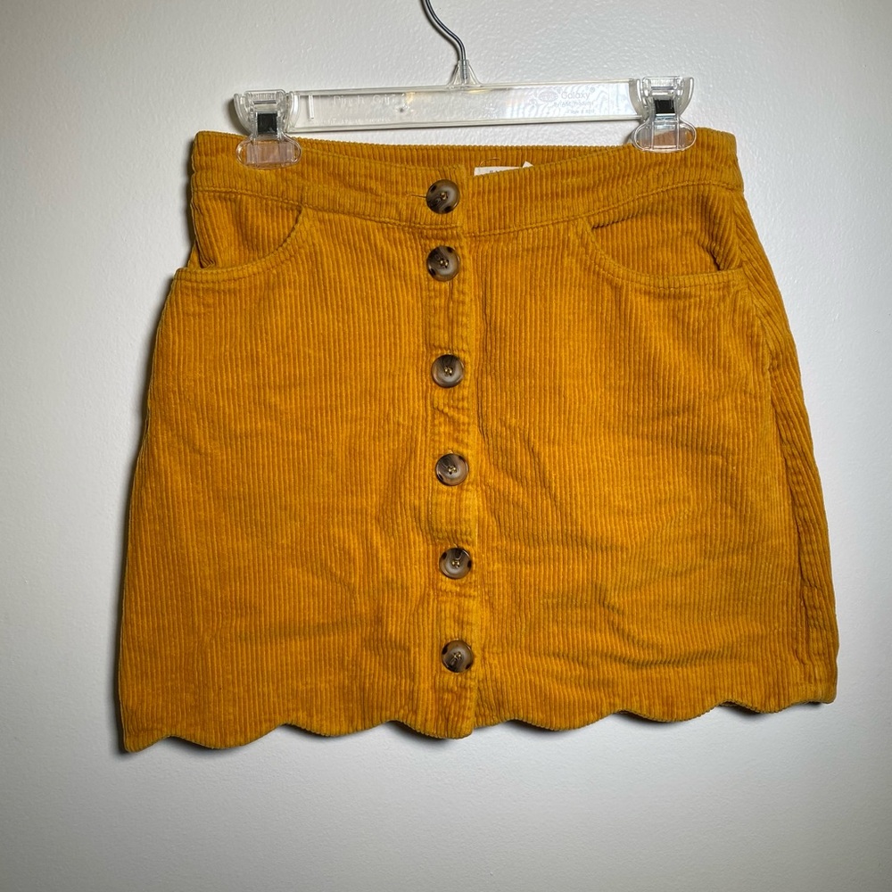 Francescas Harper Heritage Eli Button Corduroy Skirt Yellow Color Size:…